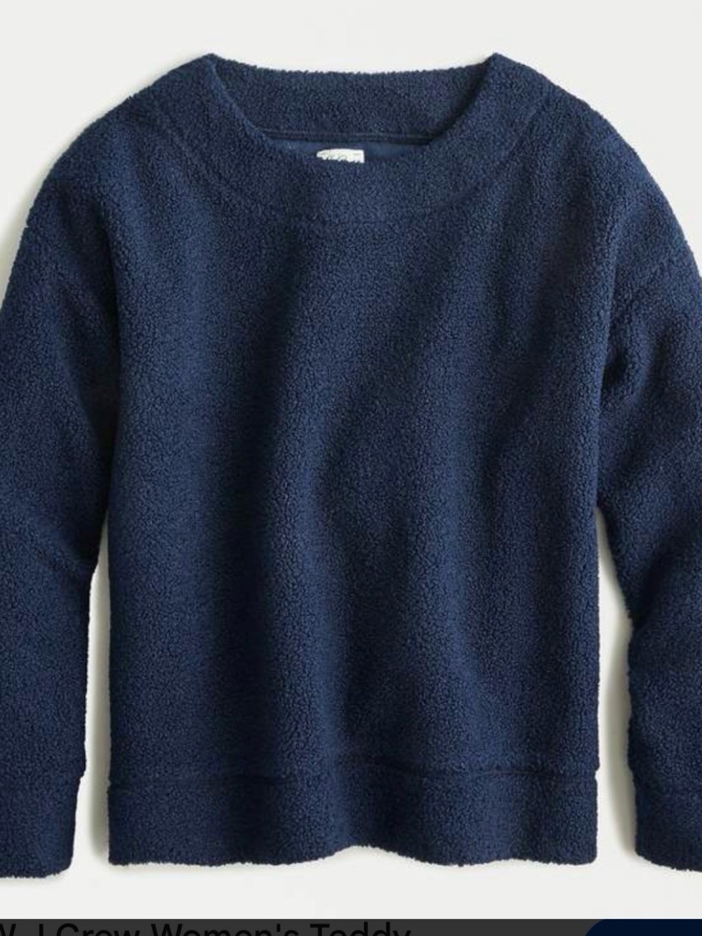 Teddy Cropped Sherpa Pullover Sweatshirt in Navy Size S